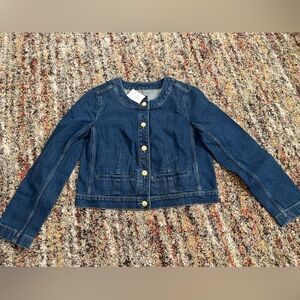 Denim Button-Front Jacket - Dark Blue